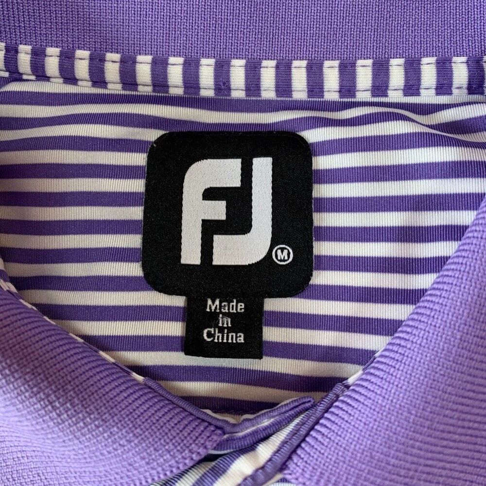 FootJoy FJ Men’s Medium Purple & White Golf Polo Falconhead Logo Soft Comfort